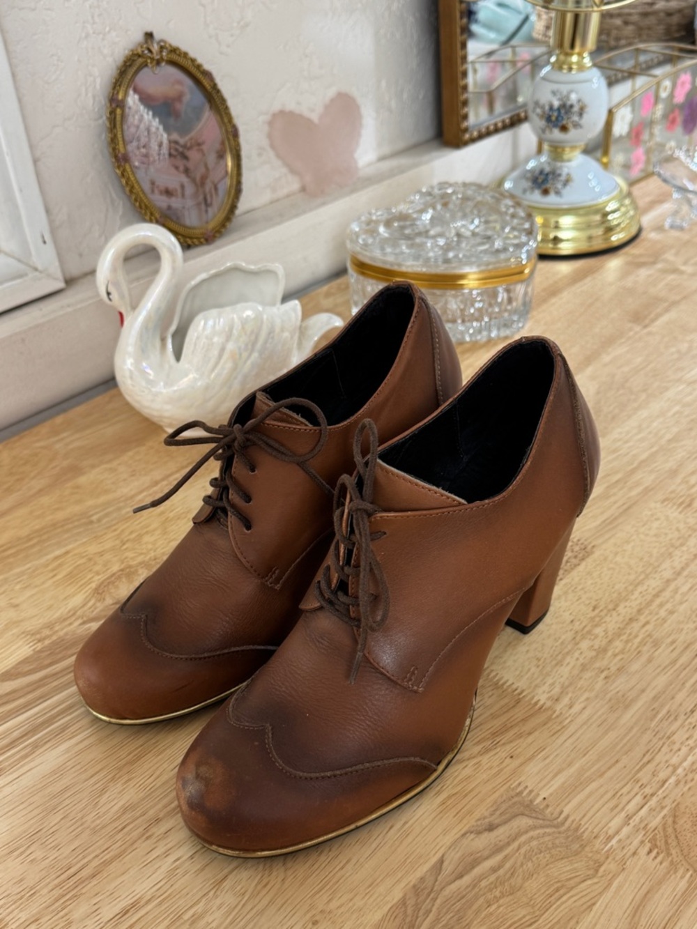 Vintage Miz Mooz Barcelona Collection Brown Leather Oxford Pumps Size 40.5 - 9.5 - Picture 3 of 13